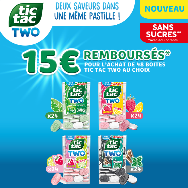 Lot de 2 recharges Tic Tac Two au choix